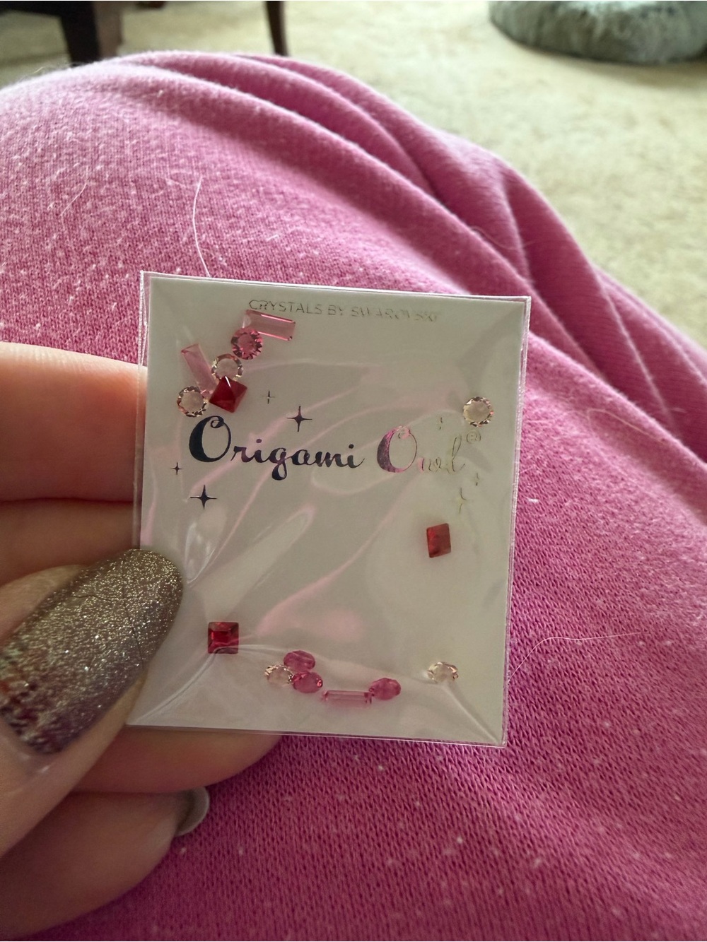 Origami Owl Pink and Red Crystal Charms